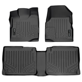 SMARTLINER Custom Fit Floor Mats 2 Row Liner Set Black Compatible With 2011-2017 Chevy Equinox / GMC Terrain with Dual Front Floor Posts (SA0119/B0070)