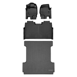 SMARTLINER Floor Mats 2 Rows - Truck Bed Mat Liner Set Black Compatible With 2015-2025 Ford F-150 Super Crew Cab w/ 1st Row Bucket Seats (SA0167/B0167/K0167)