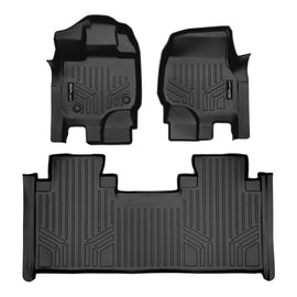 SMARTLINER Custom Fit Floor Mats 2 Row Liner Set Black Compatible With 2015-2025 Ford F-150 SuperCab with 1st Row Bench Seat (SA0167/B0199)