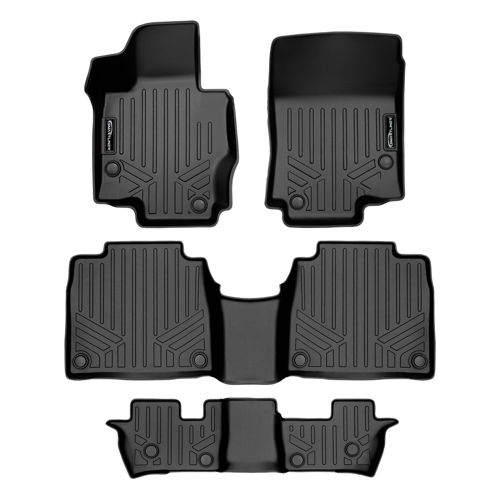 SMARTLINER Custom Fit Floor Mats 3 Row Liner Set Black Compatible With 2020-2023 Mercedes-Benz GLS-Class 7 Passenger With 2nd Row Bench Seats (SA0471/B0498/C0498)