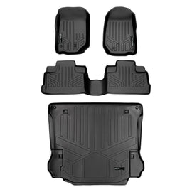 SMARTLINER Custom Fit Floor Mats and Cargo Liner Set Black Compatible With 2011-2013 Jeep Wrangler Unlimited 4-Door (SA0139/B0073/D0139)