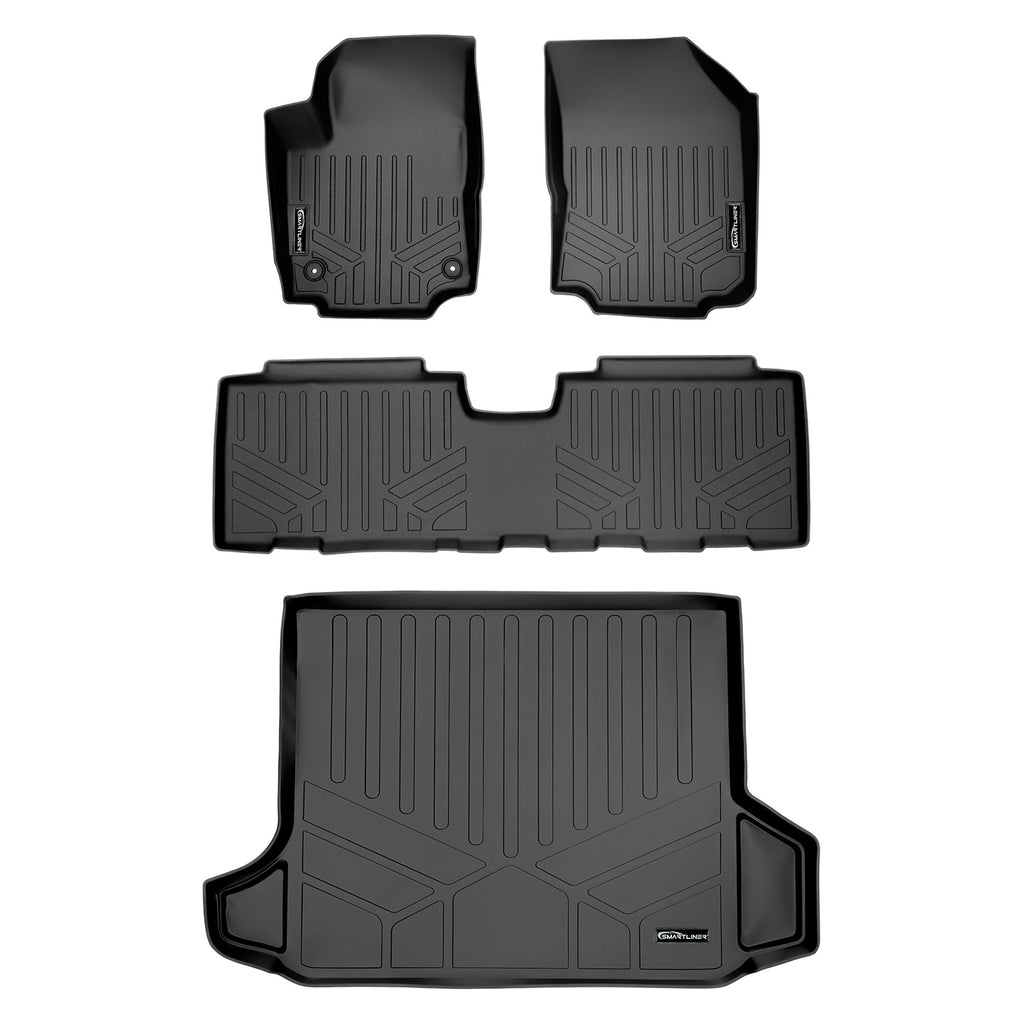 SMARTLINER Custom Fit All Weather Protection Black 2 Row Floor Liners & Cargo Liner behind the 2nd Row Seats Compatible With 2018-2024 Chevrolet Equinox (SA0310/B0310/D0310)
