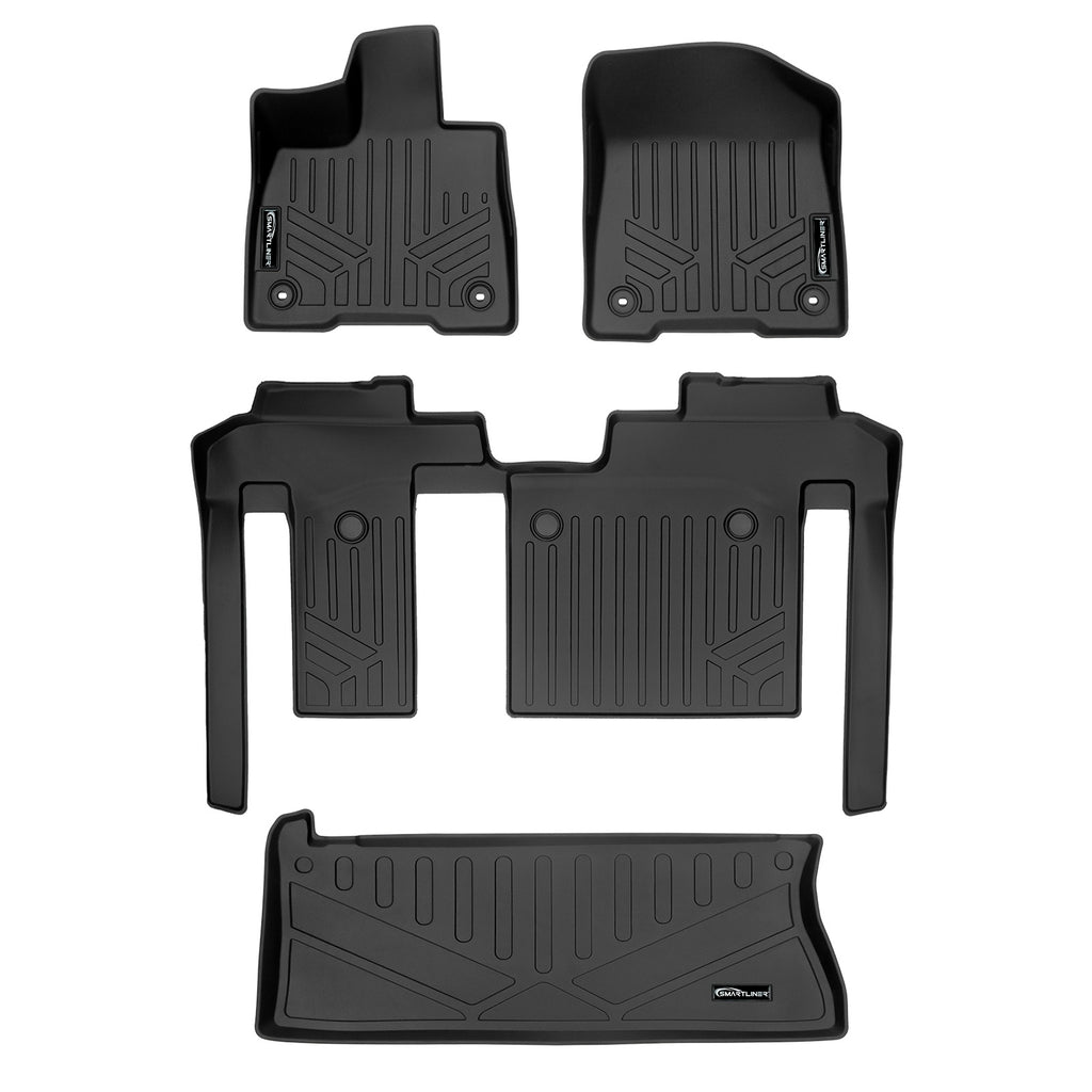 SMARTLINER Floor Mats 2 Row Liner Set & Cargo Liner Behind the 3rd Row Compatible With 2021-2023 Toyota Sienna with 2nd Row Bench Seat (SA0552/B0552/E0552)