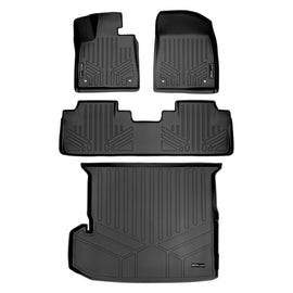 SMARTLINER Floor Mats 2 Rows and Cargo Liner Behind 2nd Row Set Black Compatible With 2018-2022 Lexus RXL with 3rd Row Seats - All Models (SA0222/B0222/D0357)