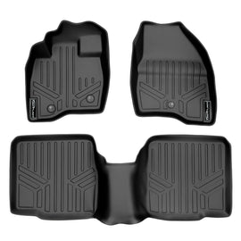 SMARTLINER Custom Fit Floor Mats 2 Row Liner Set Black Compatible With 2011-2014 Ford Explorer without 2nd Row Center Console (SA0082/B0082)