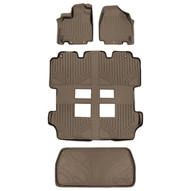 SMARTLINER Custom Fit Floor Mats 3 Rows and Cargo Liner Set Tan Compatible With 2011-2017 Honda Odyssey - All Models (SA1103/B1103/D1103)
