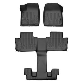 SMARTLINER Custom Fit Floor Mats 3 Row Liner Set Black Compatible With 2017-2021 GMC Acadia with 2nd Row Bucket Seats (SA0230/B0230)