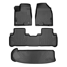 SMARTLINER Custom Fit Floor Mats 2 Rows and Cargo Liner Behind 3rd Row Set Black Compatible With 2014-2019 Toyota Highlander (SA0152/B0152/E0152)
