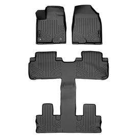 SMARTLINER Floor Mats 3 Row Liner Set Black Compatible With 2014-2019 Toyota Highlander with 2nd Row Bucket Seats (SA0152/B0201)