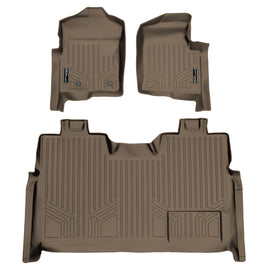 SMARTLINER Custom Fit Floor Mats 2 Row Liner Set Tan Compatible With 2011-2014 Ford F-150 SuperCrew Cab (SA1094/B1028)