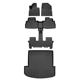 SMARTLINER All Weather Custom Fit Black 3 Row & Cargo Liner Behind the 2nd Row Floor Mat Liner Set Compatible With 2020-2023 Kia Telluride with 2nd Bucket Seats Without Center Console (SA0417/B0447/D0417)