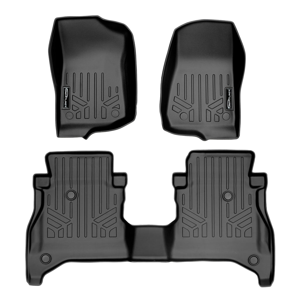 SMARTLINER Custom Fit Floor Mats 2 Row Liner Set Black Compatible With 2023-2023 Jeep Gladiator with Non Lockable Rear Underseat Storage (SA0316/B0479)