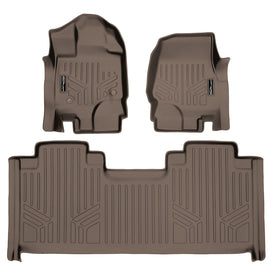 SMARTLINER Custom Fit Floor Mats 2 Row Liner Set Tan Compatible With 2015-2022 Ford F-150 SuperCab with 1st Row Bucket Seats (SA1167/B1172)