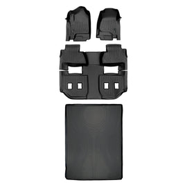 SMARTLINER Custom Fit Floor Mats 3 Rows and Cargo Liner Behind 2nd Row Set Black Compatible With 2015-2020 Chevy Suburban / GMC Yukon XL (SA0136/B0159/D0159)