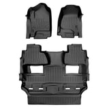 SMARTLINER Floor Mats 2 Row Liner Set Black Compatible With Crew Cab Compatible With 2015 Chevy Tahoe / GMC Yukon with 2nd Row Bucket Seats (SA0136/B0444)