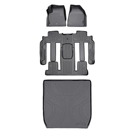 SMARTLINER Custom Fit Floor Mats 3 Rows and Cargo Liner Behind 2nd Row Set Grey Compatible With 2008 Enclave with 2nd Row Bucket Seats (SA2043/B2326/D2043)