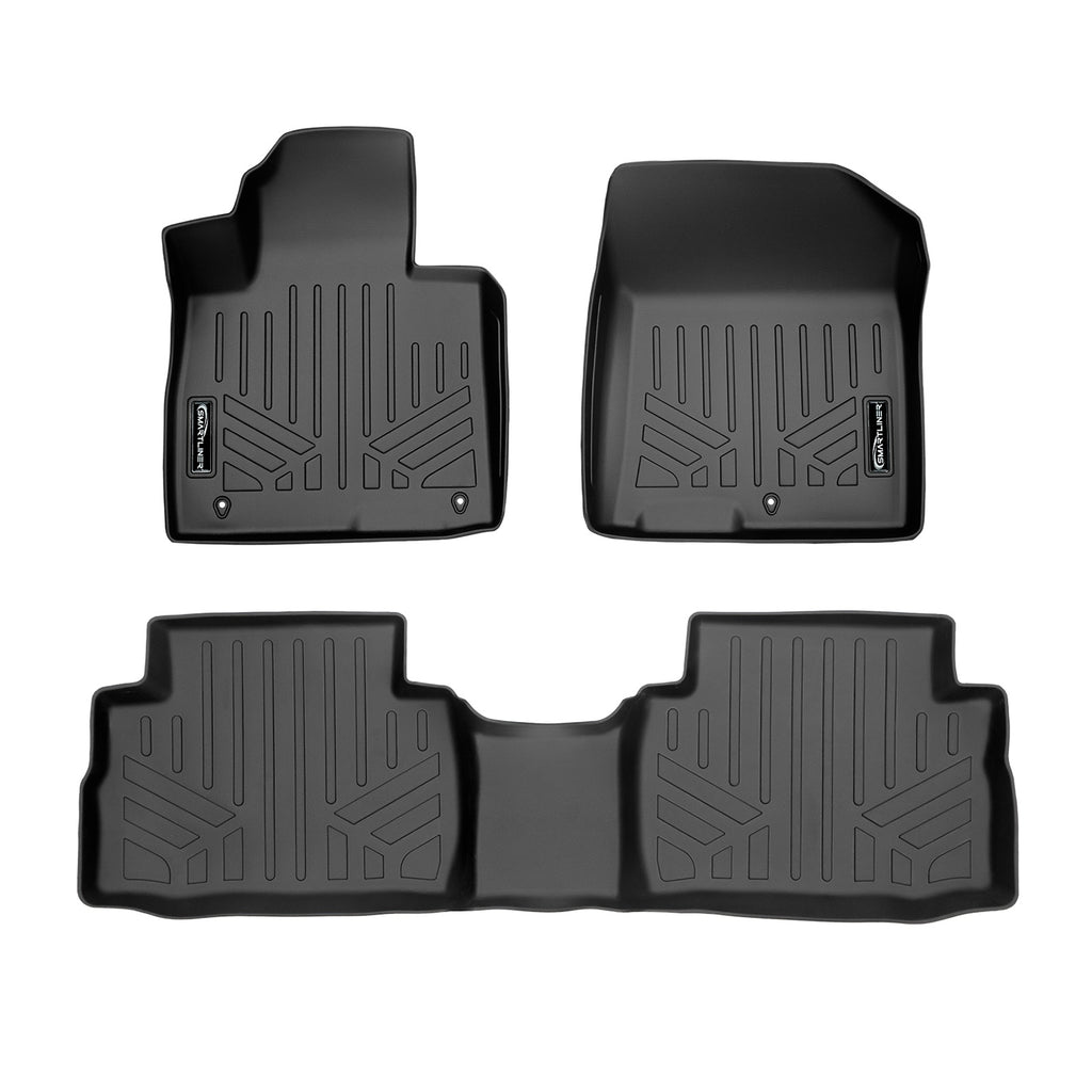 SMARTLINER Custom Fit All Weather Black 2 Row Floor Mat Liner Set Compatible With 2021-2023 Hyundai Santa Fe (SA0550/B0550)