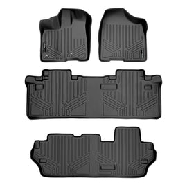 SMARTLINER Custom Fit Floor Mats 3 Row Liner Set Black Compatible With 2013-2020 Toyota Sienna 8 Passenger Model (SA0128/B0083/C0083)