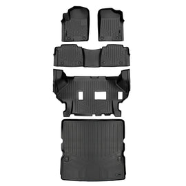 SMARTLINER Custom Fit All Weather Protection Black 3 Row Floor Liners & Cargo Liner behind the 2nd Row Seats Compatible With 2019-2024 Infiniti QX80 (SA0504/B0504/C0504/D0242)