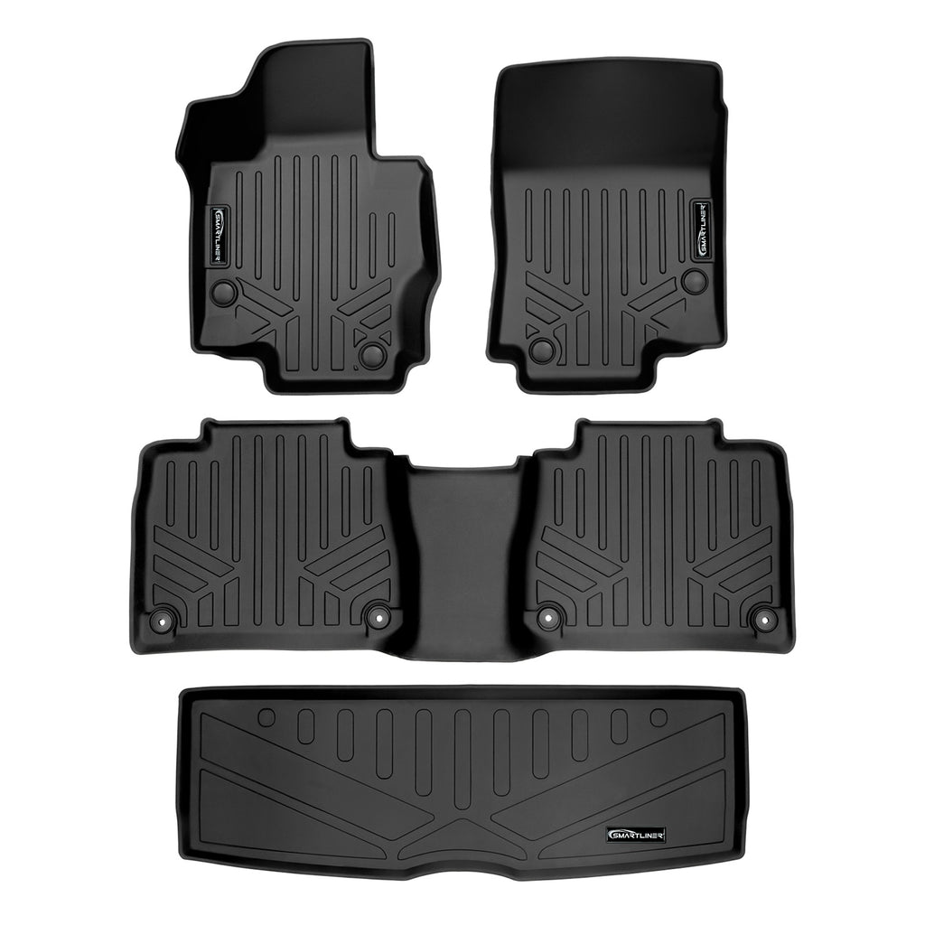 SMARTLINER Custom Fit Floor Mats 2 Rows and Cargo Liner Behind 3rd Row Set Black 2020-2023 Mercedes-Benz GLE-Class 7/8 Passenger (SA0471/B0471/E0471)
