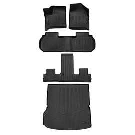 SMARTLINER Custom Fit All Weather 3 Row Floor Mats and Cargo Liner Behind 2nd Row Set Black Compatible with 2024-2025 Chevrolet Traverse (SA0757/B0757/C0761/D0757)