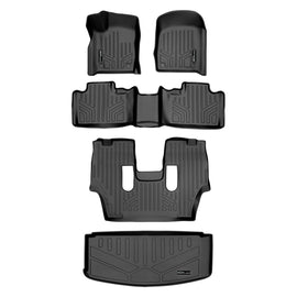 SMARTLINER Floor Mats 3 Rows and Cargo Liner Behind 3rd Row Set Black Compatible With 2016-2022 Dodge Durango with 2nd Row Bucket Seats (SA0315/B0071/C0233/E0113)