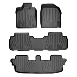 SMARTLINER Custom Fit Floor Mats 3 Row Liner Set Black Compatible With 2008-2013 Toyota Highlander Hybrid Only (SA0037/B0037/C0037)