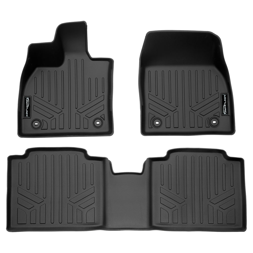 SMARTLINER All Weather Protection Custom Fit Black 2 Row Floor Mat Liner Set Compatible With 2023-2024 Lexus RZ (SA0702/B0702)