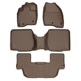 SMARTLINER Custom Fit Floor Mats 3 Row Liner Set Tan Compatible With 2017-2019 Ford Explorer with 2nd Row Center Console (SA1245/B1109/C1082)