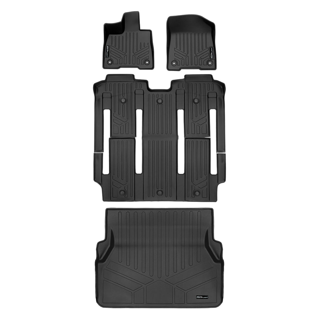 SMARTLINER Floor Mats 3 Row Liner Set & Cargo Liner Behind the 2nd Row Compatible With 2021-2023 Toyota Sienna with 2nd Row Bucket Seats (SA0552/B0576/D0552)