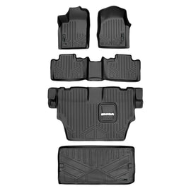 SMARTLINER Floor Mats and Cargo Liner Behind 3rd Row Compatible With 2013-16 Durango with 1st Row Dual Floor Hooks and 2nd Row Bench Seat (SA0127/B0071/C0071/E0113)