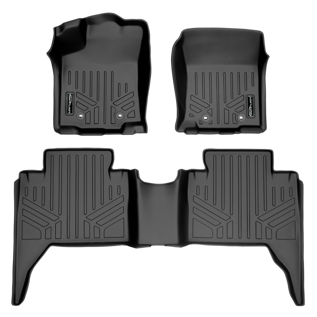 SMARTLINER Custom Fit Floor Mats 2 Row Liner Set Black Compatible With 2018-2021 Toyota Tacoma Double Cab (SA0354/B0207)