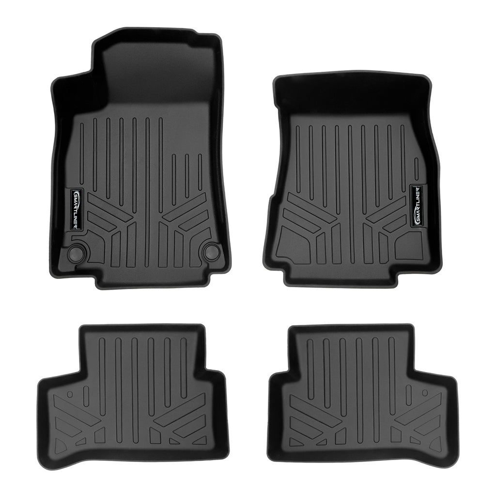 SMARTLINER All Weather Custom Fit 2 Row Black Floor Mat Liner Set Compatible With 2021 Mercedes-Benz GLA-Class (SA0533/B0533)
