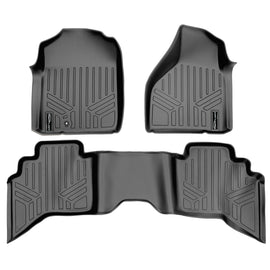 SMARTLINER Custom Floor Mats 2 Row Liner Set Grey Compatible With 2002-2008 Dodge Ram 1500 Quad Cab / 2003-2009 Ram 2500/3500 Quad Cab (SA2182/B2182)