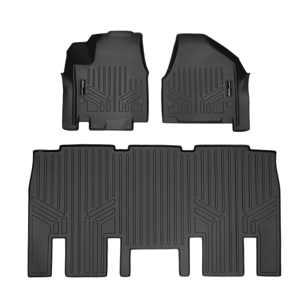 SMARTLINER Custom Floor Mats 2 Row Liner Set Black Compatible With 2017-2024 Chrysler Pacifica 8 Passenger Model Only (SA0232/B0232)
