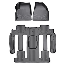 SMARTLINER Custom Fit Floor Mats 3 Row Liner Set Grey Compatible With Enclave / Acadia / Outlook with 2nd Row Bucket Seats (SA2043/B2326)