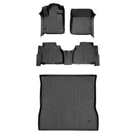 SMARTLINER Custom Fit Floor Mats and Cargo Liner Set Black Compatible With 2012-2022 Toyota Sequoia with 2nd Row Bench Seat (SA0108/B0272/D0272)