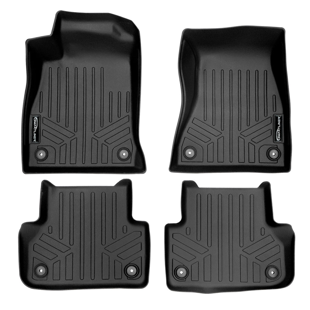 SMARTLINER Custom Fit All Weather Protection Black 2 Row Floor Liners Compatible With 2019-2024 Audi RS 5 (SA0313/B0313-N4)