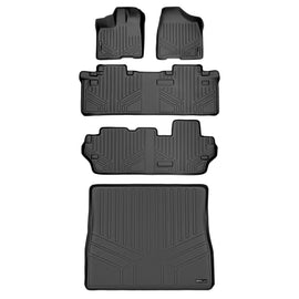 SMARTLINER Custom Floor Mats 3 Rows and Cargo Liner Behind 2nd Row Set Black Compatible With 2011-2012 Toyota Sienna 8 Passenger Model (SA0083/B0083/C0083/D0083)