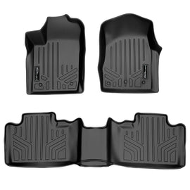SMARTLINER Floor Mats 2 Row Liner Set Black Compatible With 2013-16 Jeep Grand Cherokee or Dodge Durango with Front Row Dual Floor Hooks (SA0127/B0071)
