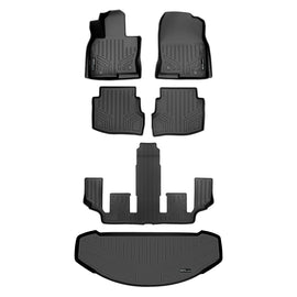 SMARTLINER Custom Fit All Weather Protection Black 3 Row Floor Liners & Cargo Liner behind the 3rd Row Seats Compatible With 2016-2023 Mazda CX-9 (SA0257/B0523/C0523/E0257)