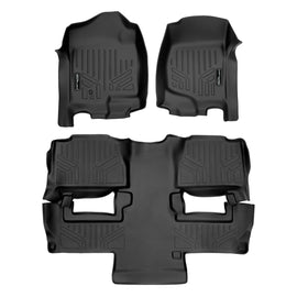 SMARTLINER Custom Fit Floor Mats 2 Row Liner Set Black Compatible With 2011-2014 Tahoe / Yukon (SA0015/B0160)