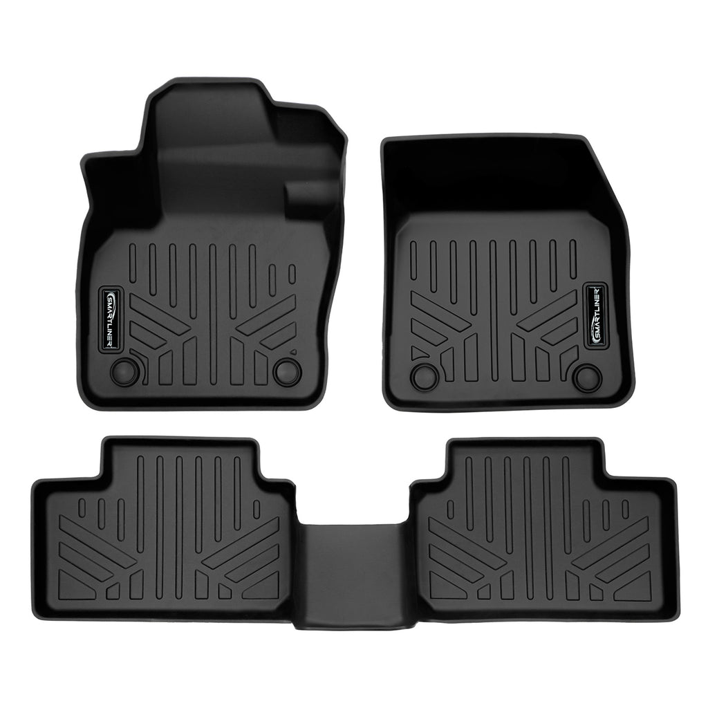 SMARTLINER Custom Fit All Weather 2 Row Black Floor Mat Liner Set Compatible With 2019-2022 Volvo XC40 (SA0588/B0588)