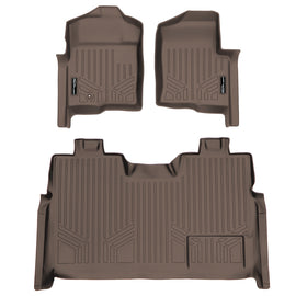 SMARTLINER Custom Fit Floor Mats 2 Row Liner Set Tan Compatible With 2009-2010 Ford F-150 SuperCrew Cab (SA1017/B1028)