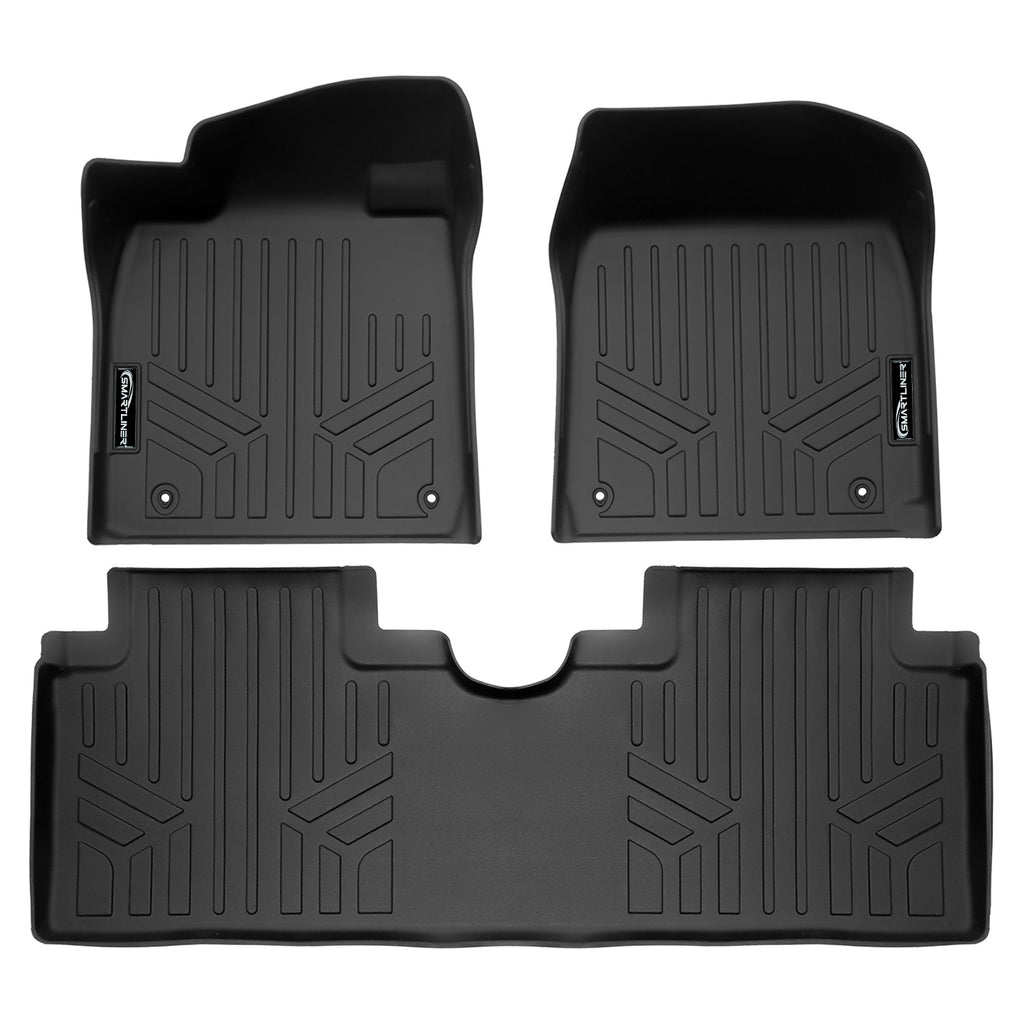 SMARTLINER Custom Fit All Weather Protection Black 2 Row Floor Liners Compatible With 2023-2025 Hyundai Ioniq 6 (SA0697/B0697)