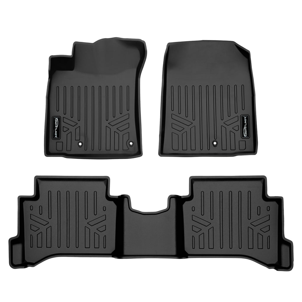 SMARTLINER Custom Floor Mats 2 Row Liner Set Black Compatible With 2017-2022 Hyundai Ioniq Hybrid (SA0572/B0572)
