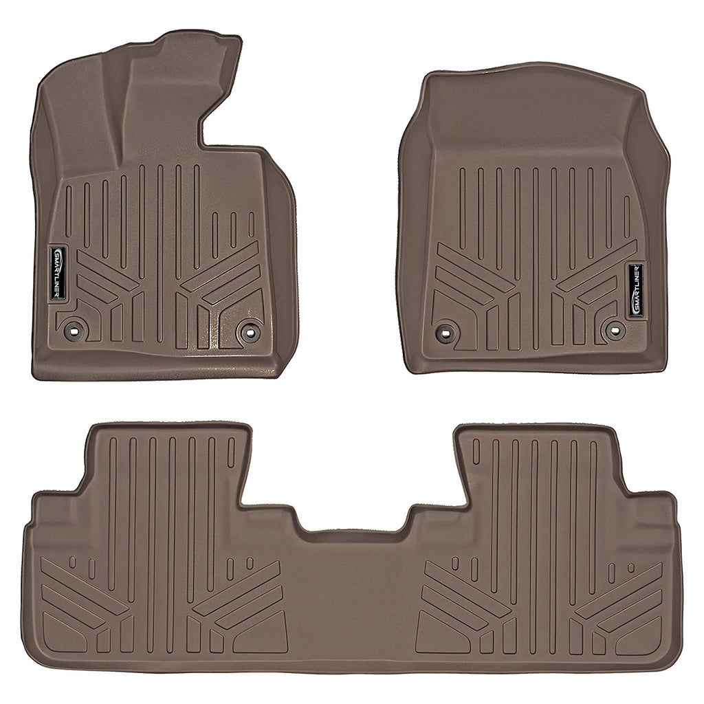 SMARTLINER Custom Fit All Weather Protection Tan 2 Row Floor Liners Compatible With 2012-2018 Ford Focus (SA1222/B1222)