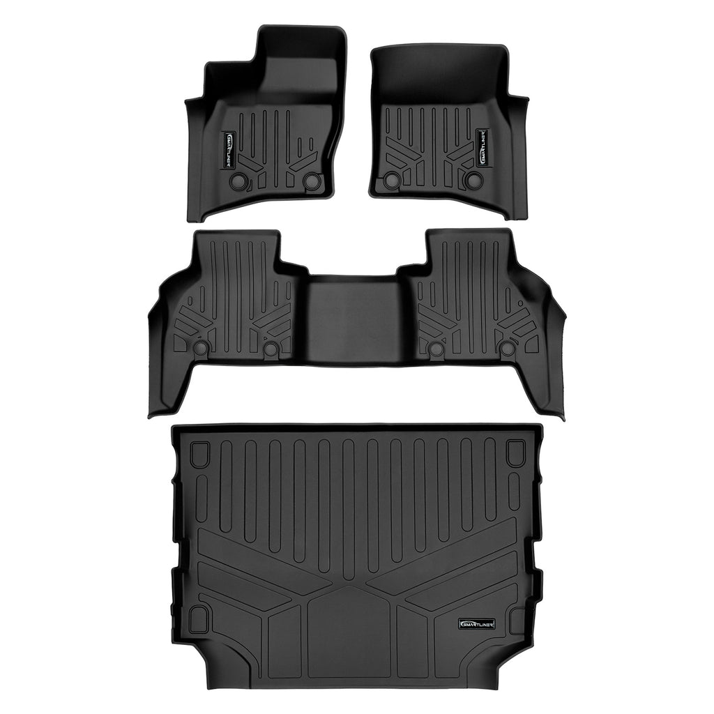 SMARTLINER All Weather Custom Fit 2 Row Floor Mats & Cargo Liner Behind the 2nd Row Set Compatible With 2020-2023 Range Rover Defender 110 (SA0564/B0629/D0629)