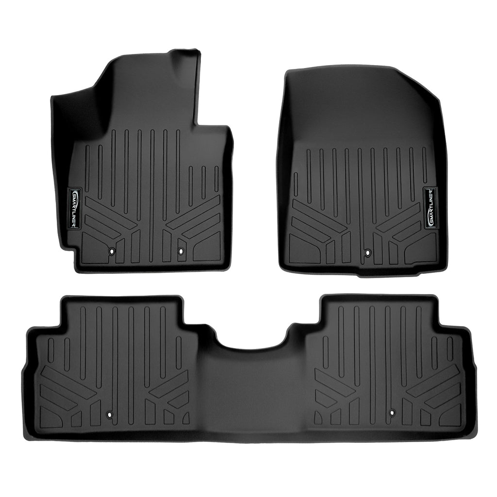 SMARTLINER Custom Fit Floor Mats 2 Row Liner Set Black Compatible With 2014-2019 Kia Soul (SA0266/B0266)