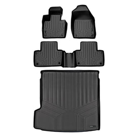 SMARTLINER Floor Mats 2 Rows and Cargo Liner Behind 2nd Row Set Black Compatible With 2016-2023 Volvo XC90 - No Plug-in Hybrid Models (SA0223/B0223/D0223)
